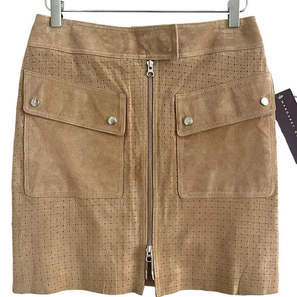 NWT Margaret Godfrey tan Suede Mini Skirt 8 Tan Festival Cowgirl vintage - Picture 1 of 14